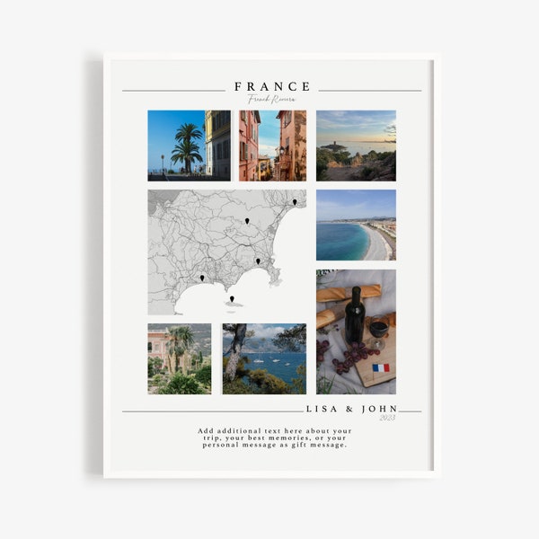 Ricordi di viaggio personalizzati, poster di viaggio personalizzato, arte da parete avventurosa, regalo di viaggio, stampa artistica fotografica per le vacanze, arte del collage fotografico stampabile