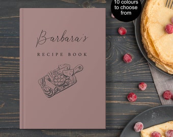 Libro de texto de recetas personalizado Libro de cocina en blanco Cuaderno de tapa dura con líneas Regalo único, Diario personalizado, Libro personalizado con texto propio Cuaderno personalizado