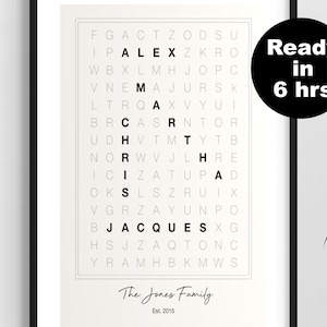 Personalised Family Crossword Puzzle Wall Art, Family Names Sign, Housewarming Gift, Gift for the Home, Personalized Family Tree