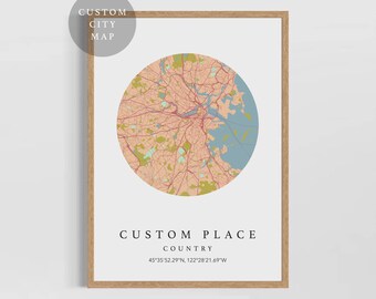 Custom Map Print, Personalized City Map Art, Modern Location Poster, Coordinates Wall Art, Minimalist Travel Gift, Home Decor