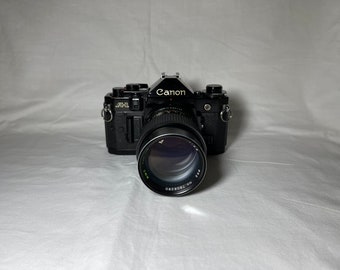 Canon A-1 W/ Tokina 135mm lens vintage slr for 35mm film