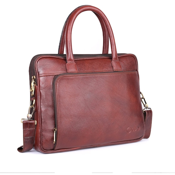 Gaja Leather Laptop bag for Men and women | Briefcase| Messenger | Shoulder | Satchel bag for work, business, office bag | ladies and gents