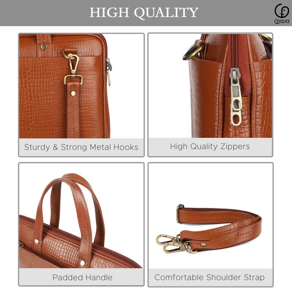 Gaja Slim Leather Briefcase for Women 15.6 Ladies Laptop Bag Slim