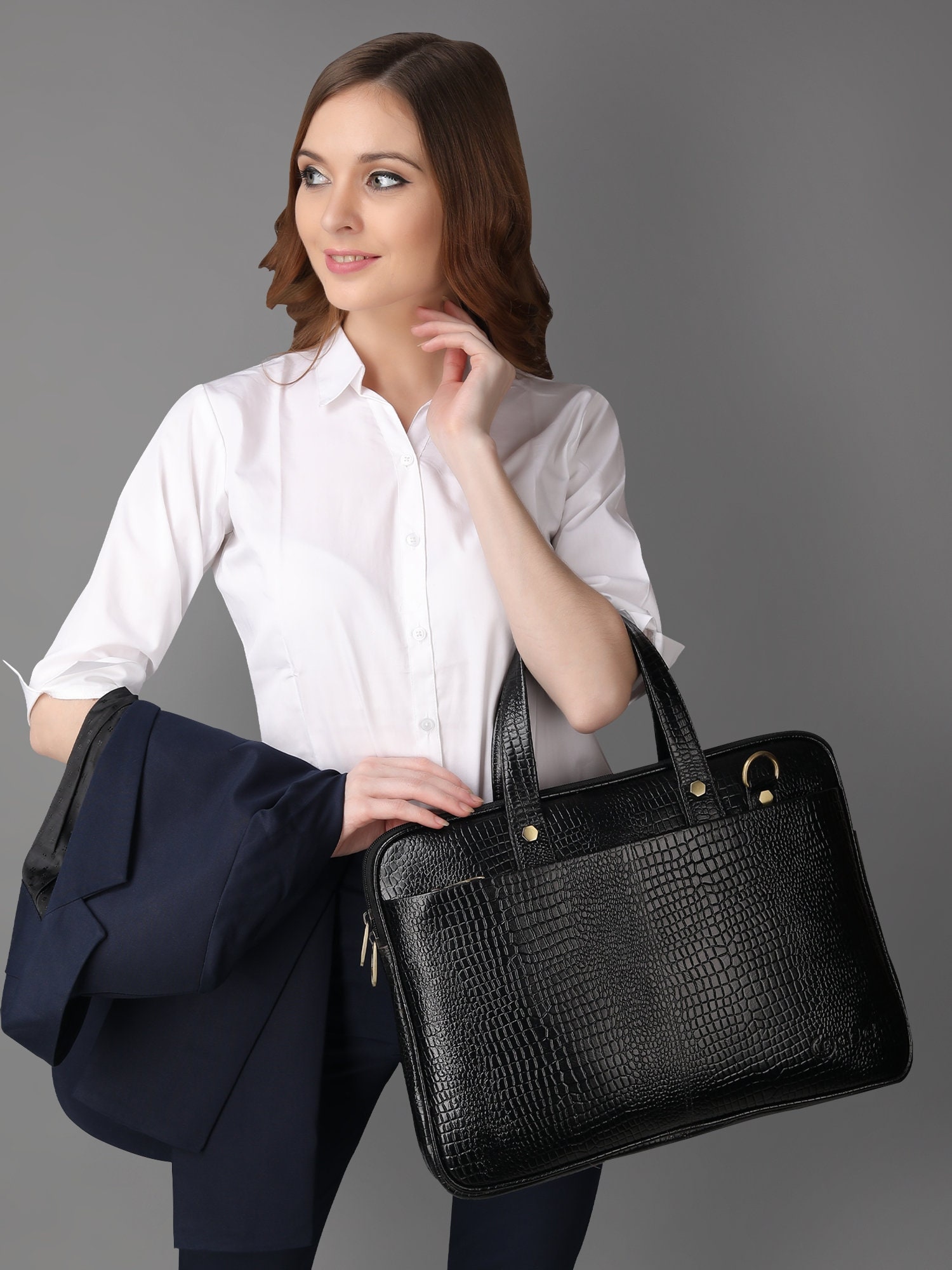 Gaja Slim Leather Briefcase for Women 15.6 Ladies Laptop Etsy UK