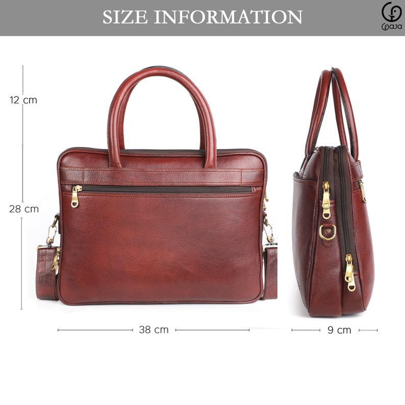 Gaja Leather Laptop bag for Men and women Briefcase Messenger Shoulder Satchel bag for work, business, office bag ladies and gents image 4