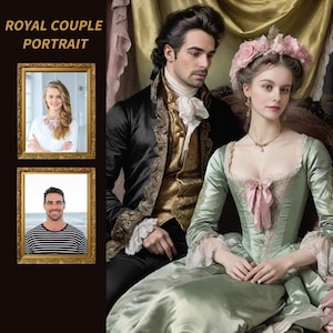 Royal Couple Portrait Customized From Your Photo Unique King and Queen Gift Digital Download Royal couple portrait queen royal portrait king