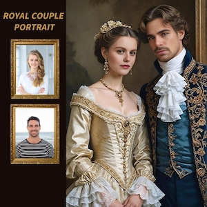 Personalized Couple Portrait Royal Custom Royal Couple Portrait from Photo Personalized King and Queen Portrait