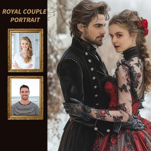 Royal Portrait Couple, Custom Queen and King Portrait, Renaissance Portrait, Royal Couple Anniversary Gift, Personalized Royal Couple Art