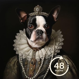 Custom Pet Portrait Royal Pet Portrait Father&#39;s day Gift Pet Regal  Dog Portrait  Pet Loss Gift  Last Minute Gift  King Queen Pet Cat Art