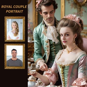 Personalized Couple Portrait Royal Family From Photo Royal Portrait King And Queen Custom Royal Couple Portrait