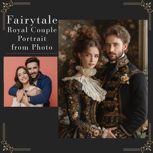 Custom Royal Couple Portrait from Photo, Personalized King and Queen Portrait, Best gift for couple, Digital download