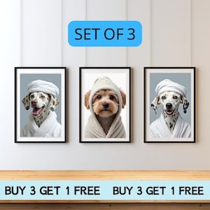 Custom Pet Portrait Photo Funny Bathroom Art Dog Reading Newspaper on Toilet Dog Wall Art Dog in Toilet Pet in Bathtub Personalized pet gift