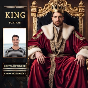 Custom King Portrait from Photo Custom Historical Portrait Royal Renaissance Portrait Royal Portrait Human Portrait Custom Men Portrait gift