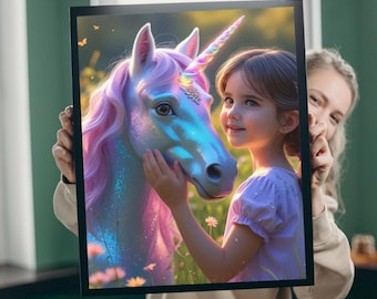 Retrato de unicórnio personalizado, retrato de princesa, retrato de princesa personalizado, presente de aniversário para crianças, retrato de princesa unicórnio personalizado