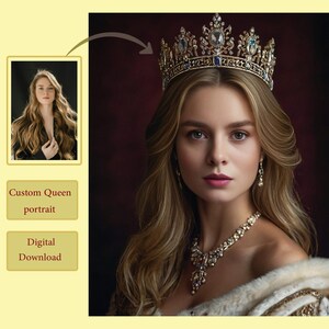 Personalised Historical Portrait for her Royal Portrait for mother Renaissance portrait Victorian portrait Custom queen portrait