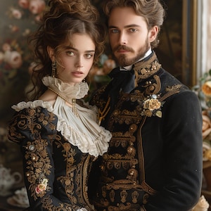 Retrato de pareja personalizado Familia real a partir de foto Retrato real Rey y reina Retratos históricos de pareja Regalo de retrato de reina real