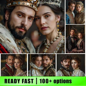 Historisches Paar Porträts Königliche Königin Porträt personalisierte Prinzessin Poster Renaissance Porträts Kundenspezifisches Familienporträt für Paar