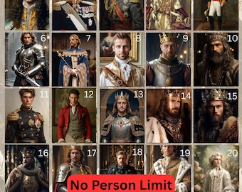 Personalized King Royal Portrait from Photo, Renaissance Portrait, Custom Man Portrait, Digital download, Gift for him
