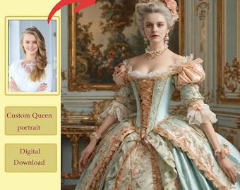Retrato de rainha personalizado a partir de foto retrato de princesa personalizado com muitos detalhes retrato de mulher personalizado em estilo real personalizado