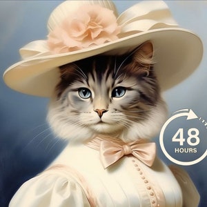 Renaissance Cat Portrait from Photo,Pet Cartoon,Personalized Cartoon Pet Portrait, Royal Cat Portrait, Pet Lover Gift, gifts for wife