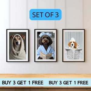 Custom Pet Portrait Photo,Funny Bathroom Art,Dog Reading in Bathrobe,Dog Wall Art,Dog Taking a Bath,Pet in Bathtub,Personalized Pet Gift