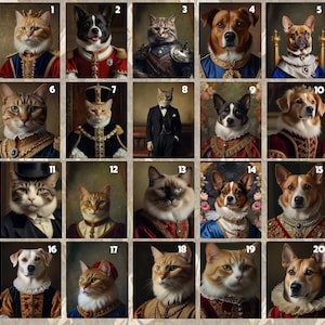 warrior cats from photo renaissance dress medieval dress Custom Dog Portrait et Portrait Royal Historical Pet Portrait Funny Pet Lover Gift