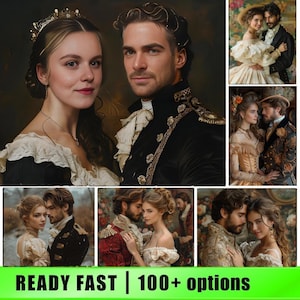 Personalized Couple Portrait Royal Family From Photo warrior Couple Custom Royal Couple Portrait from Photo Personalized King and Queen