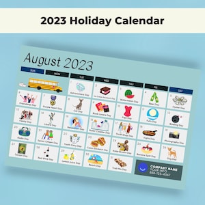 August 2023 Urlaubskalender Postkarte - Bearbeitbares Template Design, Real Estate Farming, Client Marketing Mailer - INSTANT CANVA DOWNLOAD