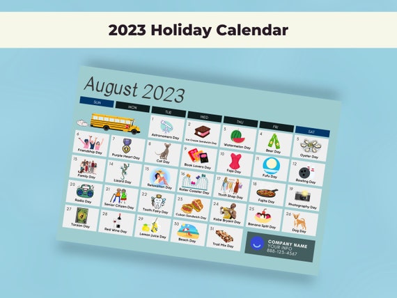 August 2023 Holiday Calendar Postcard Editable Template Design, Real Estate  Farming, Client Marketing Mailer INSTANT CANVA DOWNLOAD - Etsy