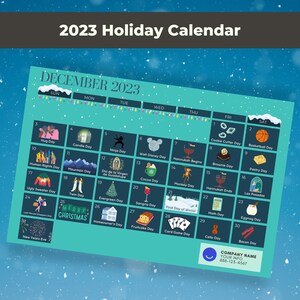 Dezember 2023 Urlaubskalender Postkarte - Bearbeitbares Template Design, Real Estate Farming, Client Marketing Mailer - INSTANT CANVA DOWNLOAD