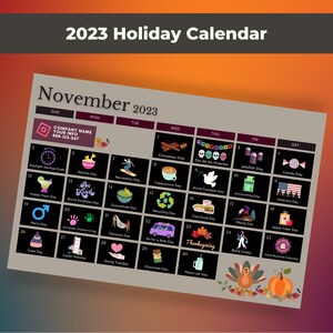 November 2023 Urlaubskalender Postkarte - Bearbeitbares Template Design, Real Estate Farming, Client Marketing Mailer - INSTANT CANVA DOWNLOAD