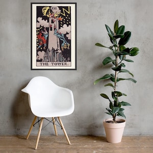 The Tower Tarot Card Art Print - Wanddekoration mit Rahmen für spirituelle & Boho Interiors