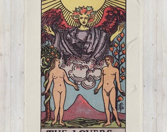 The Lovers Tarot Card Blanket, 50×60 or 60×80 Rider-Waite Fleece Throw