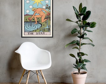 Tarotkarten-Kunstdruck „Der Stern“, gerahmtes Rider-Waite-Wandbild in 3 Größen