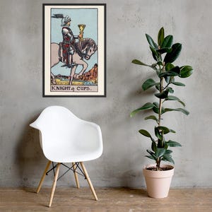 Knight of Cups Tarot Card Art Print – Framed Wall Decor for Spiritual & Boho Interiors