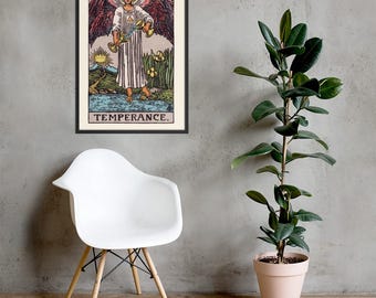 Temperance Tarot Card Print, Framed Rider-Waite Wall Art in 3 Sizes