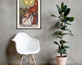 The Sun Tarot Card Print, Framed Rider-Waite Wall Art in 3 Sizes