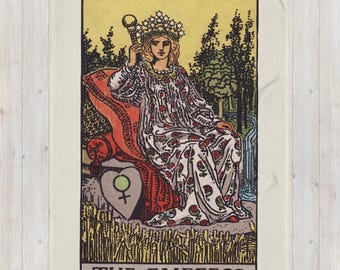 The Empress Tarot Card Blanket, Boho Rider-Waite Fleece Throw for Mystical Bedroom Decor