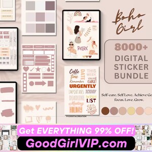 Boho Aesthetic 8,000+ DIGITAL STICKERS | GoodNotes Stickers | Digital Planner Stickers | Pre-cropped Self Care Stickers | GoodGirlVIP.com