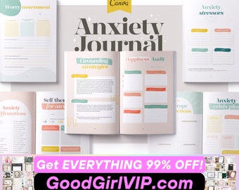 Anxiety Relief Journal Printable Anxiety Journal Digital Help with Anxiety Journal Printable Mental Health Journal Canva | GoodGirlVIP.com