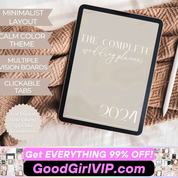 2024 Digital Wedding Planner, iPad Wedding Planner for Goodnotes, Undated Wedding Planner, Wedding Budget Planner | Go To: GoodGirlVIP.com