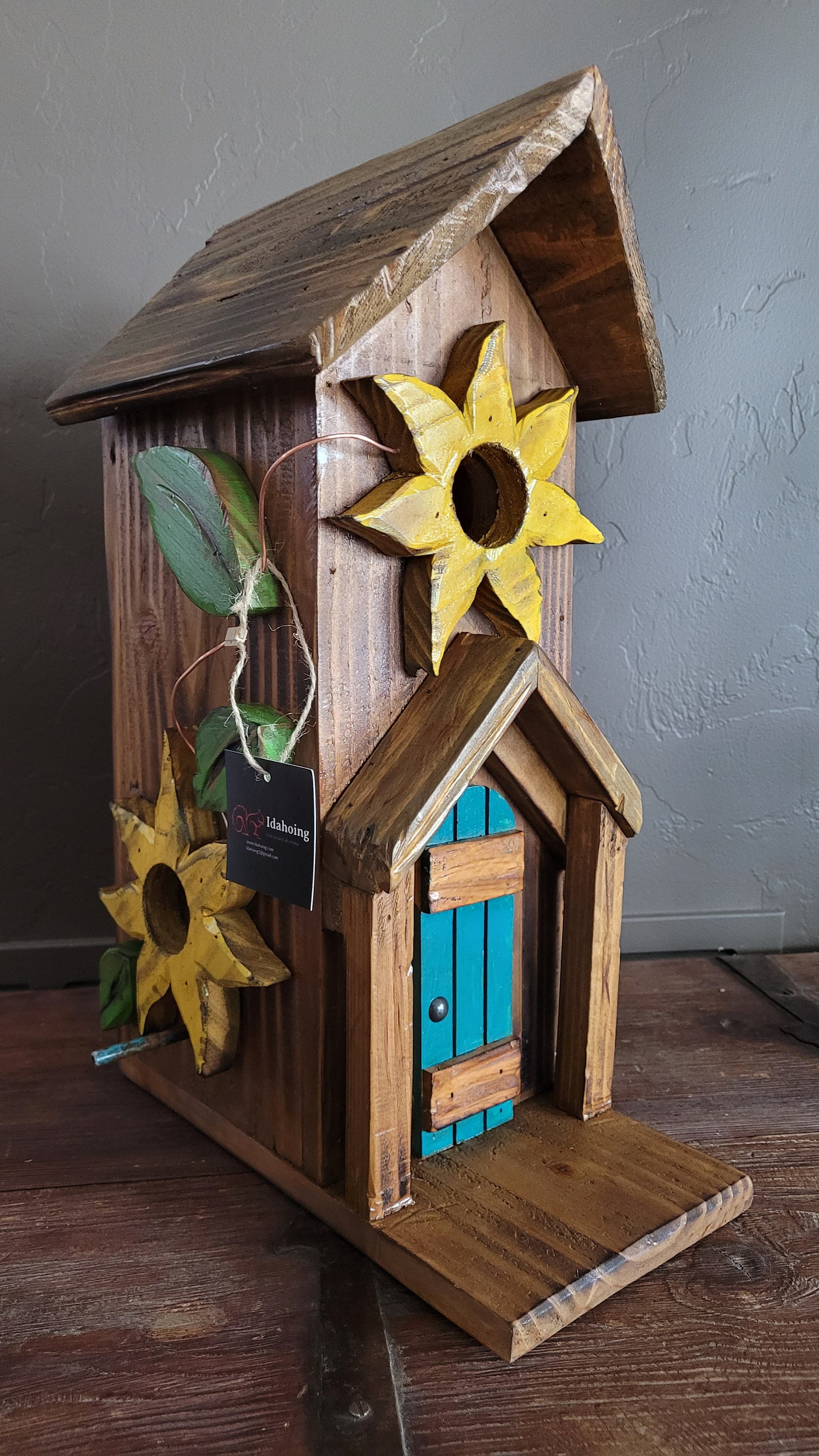 Handmade Cedar Sunflower Birdhouse, Rustic Outdoor Decor Etsy