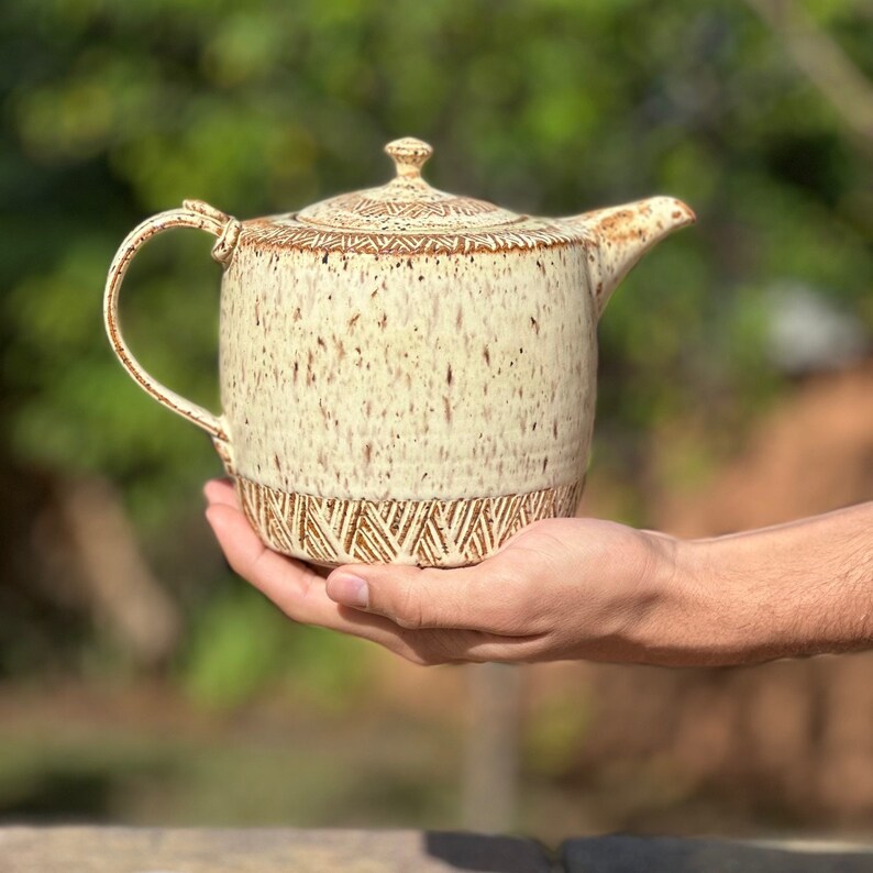 Crowned and Speckled Teapot Etsy