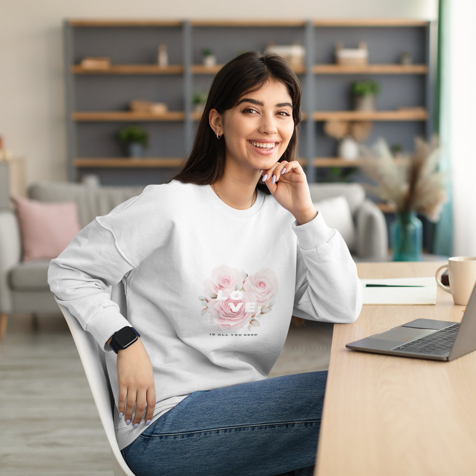 Simply Love Simply Love Full Size Flower Skeleton Graphic Sweatshirt