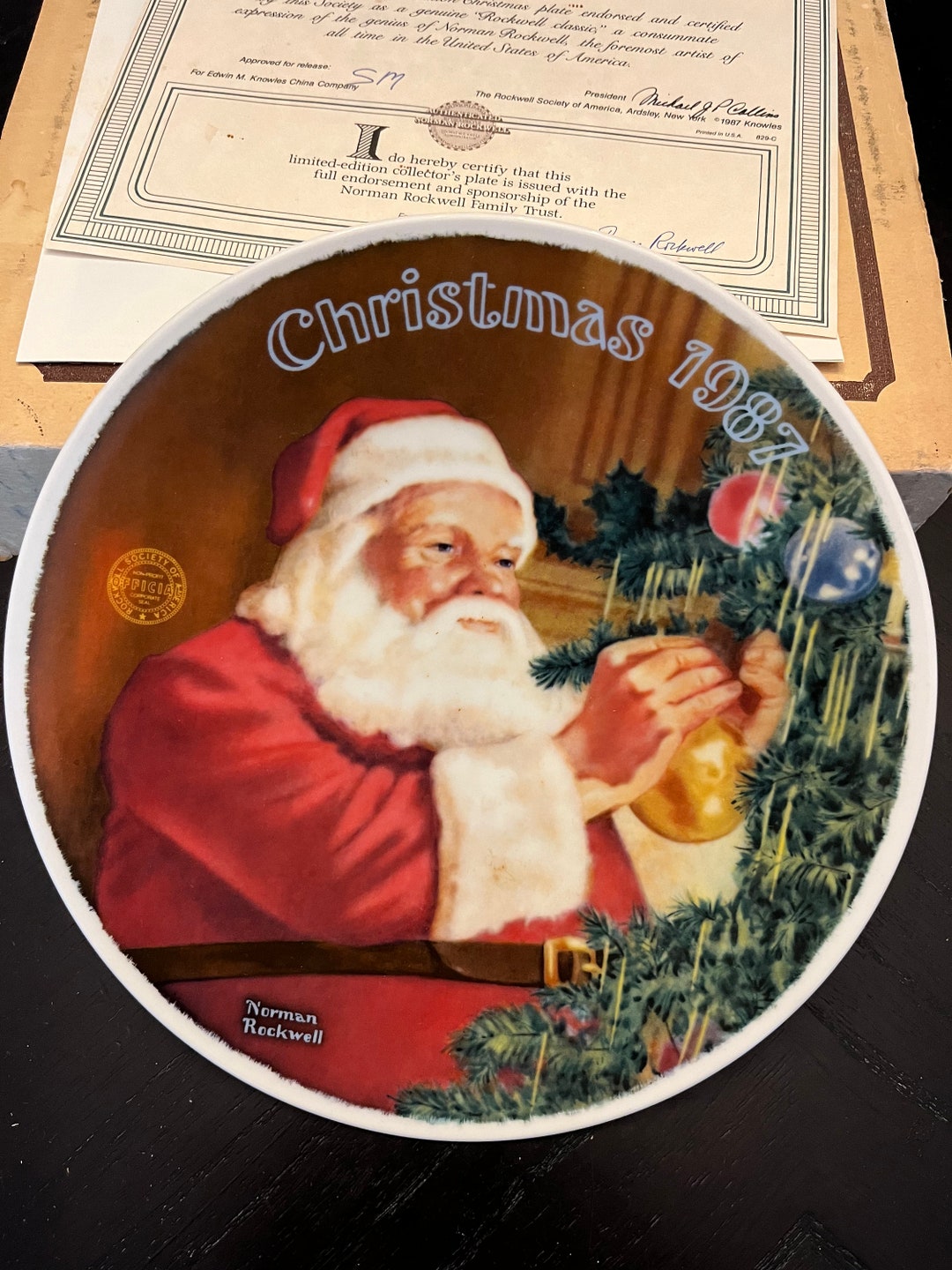 Santas Golden Gift 1987 Norman Rockwell Vintage Plate Etsy