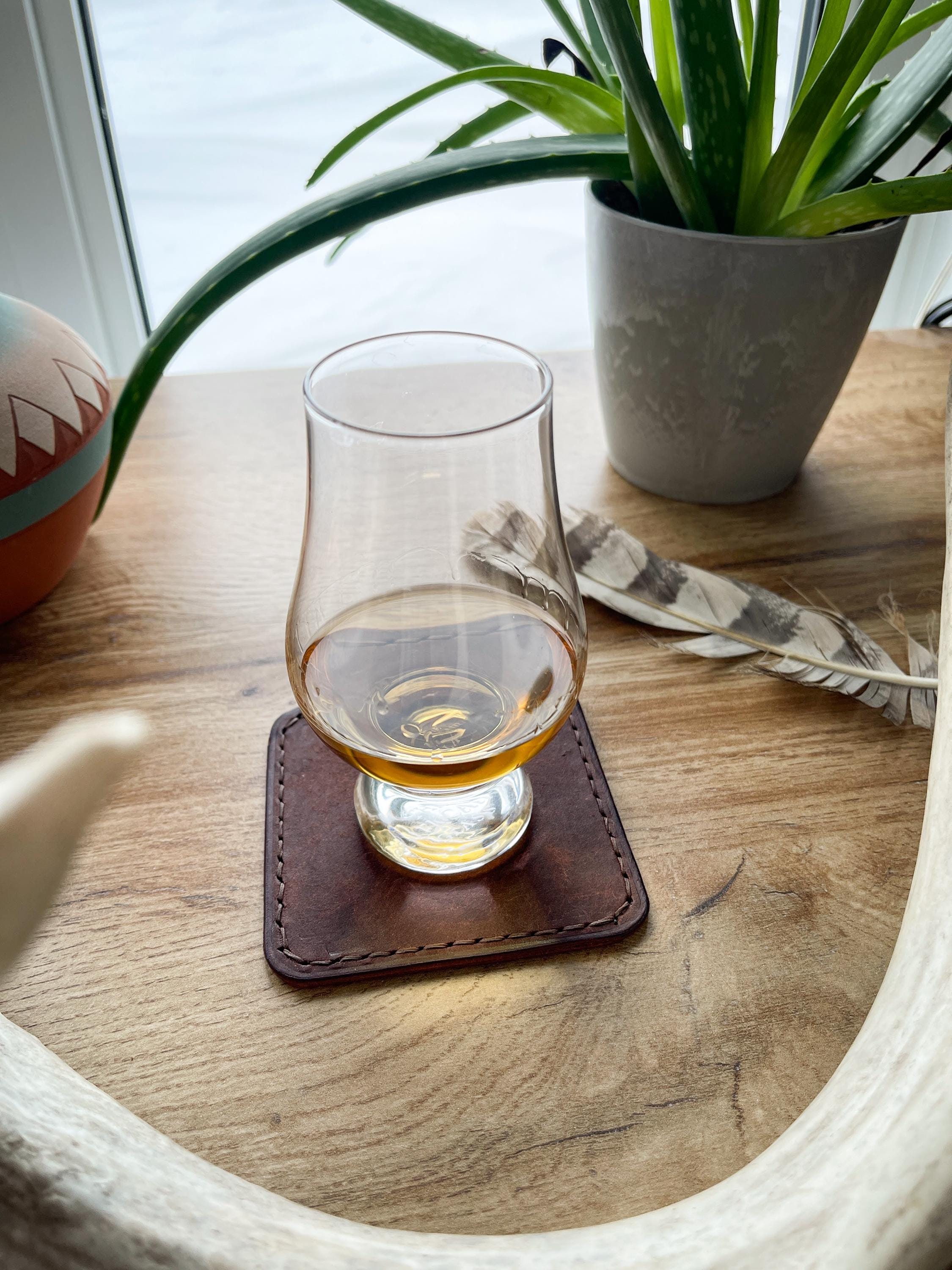 HANDMADE LEATHER COASTERS | Natural Leather Coaster | Luxury Cowhide ...