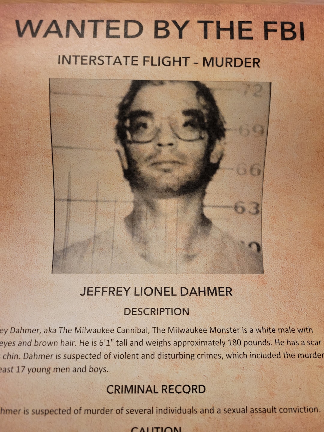 Jeffrey Dahmer Wanted Poster Interstate Flight - Etsy