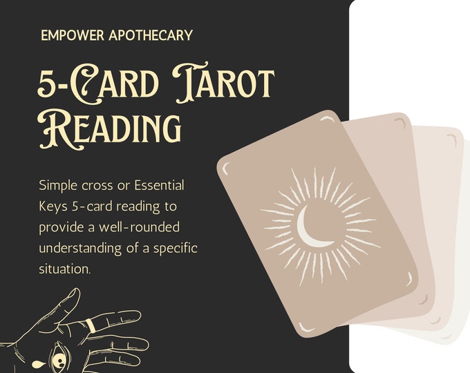 Featured listing image: Essential Keys Tarot Reading | Simple Cross Tarot Reading | 5-Card Tarot Reading
