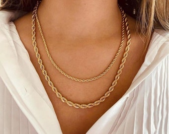 Chunky Seil-Kettenhalskette • dicke Halskette • Männer-Halskette • mutig und schön handgefertigter klobiger Goldschmuck • perfektes Geschenk für sie