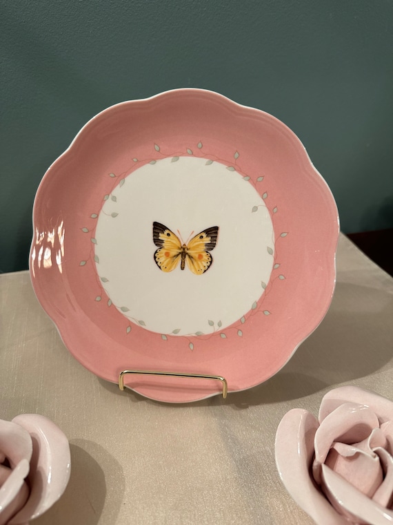 Buy Lenox Butterfly Meadow Dessert Plate Pink Trim Online in India Etsy
